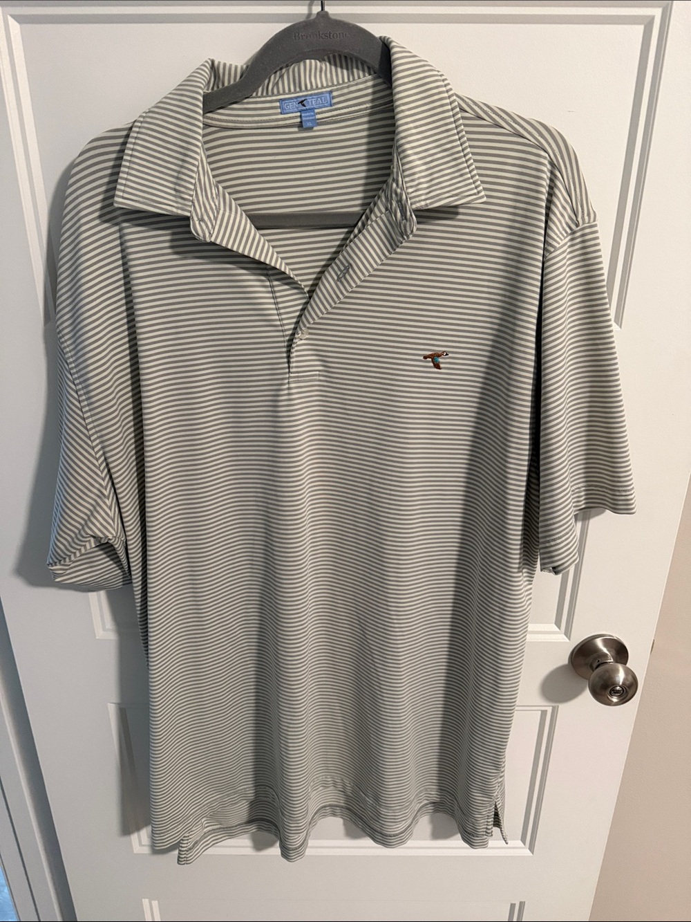 Genteal Green & White Narrow-Striped Polo
